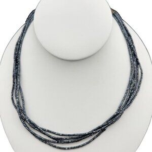 Vintage Multi-Strand Glass Bead Necklace With Sterling Silver Native American Co